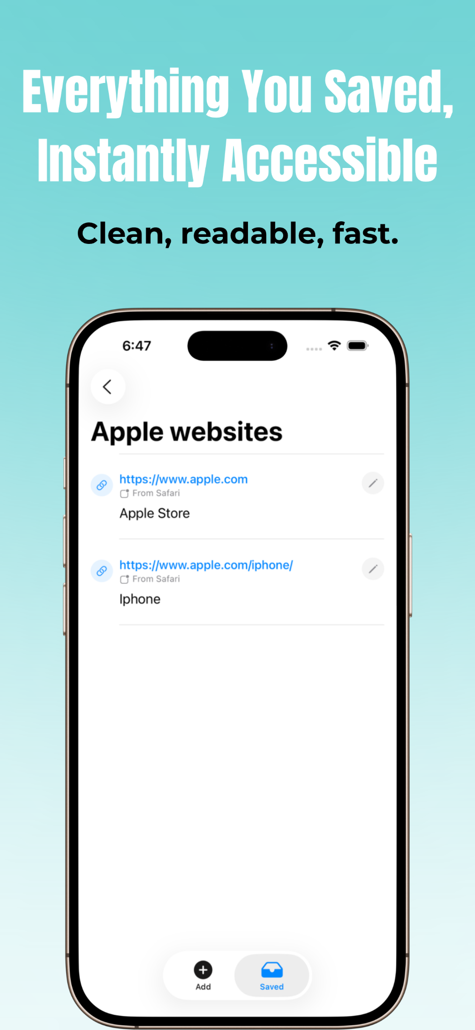 ShareItSaveIt app interface for browsing saved social media bookmarks
